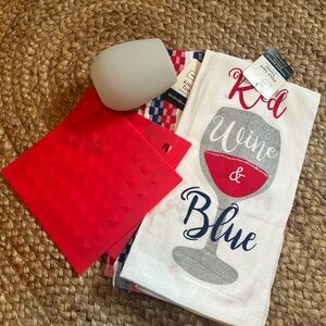 Festive Red, White, and Blue Kitchen Towel Set